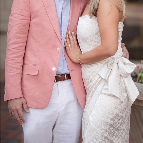 V. Chapman June Corset Jacquard Front-Slit Gown - Picture 6 of 7